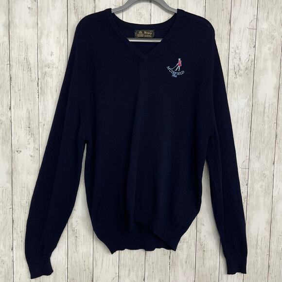 Vintage Wolsey Blue Long Sleeve Knit Scottish Wool Muirfield Golf Warm Sweater - Picture 1 of 8